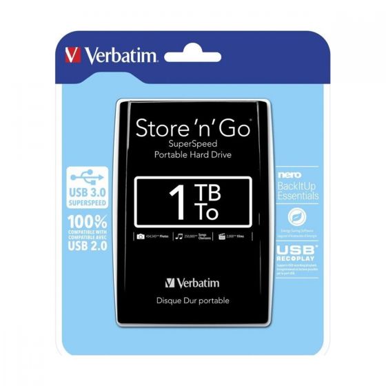 53023 Verbatim External USB 3 Portable Hard Drive
