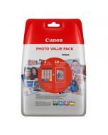 Ink Canon High Yield Value Pack CLI-571XLVP Black, Cyan, Magenta, Yellow  and 50 Sheets 10x15 cm Photo Paper
