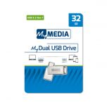 MyMedia My Dual USB Drive 32GB USB 3.2 Gen 1 + USB C (by Verbatim) - 69269