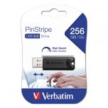 VERBATIM USB DRIVE 3.0 256GB PINSTRIPE BLACK 49320