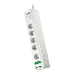 APC Πολύπριζο Ασφαλείας 5 Θέσεων με Διακόπτη, 2 USB και Καλώδιο 1.83m Λευκό - PM5U-GR