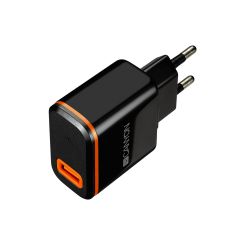 Canyon H-042 USB AC charger + Type C USB, 2.4A, Black - CNE-CHA042BO