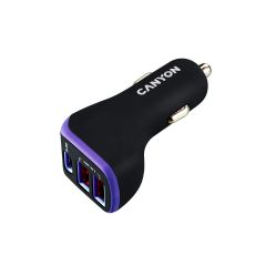 Canyon C-08 PD Car Charger 18W USB-C 2USB-A Black Purple - CNE-CCA08PU