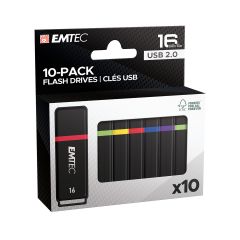 Emtec K100 16GB , 10 τμχ USB 2.0  - Black,Color