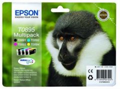 Ink Epson T0895 C13T08954010 Multipack containing 4 ink cartridges.Black (T089140), Cyan (T089240), Magenta (T089340), Yellow (T089440)