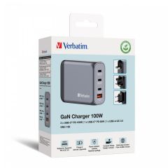 Verbatim GNC-100 GaN Charger 4 Port 100W USB AC (EU,UK,US)